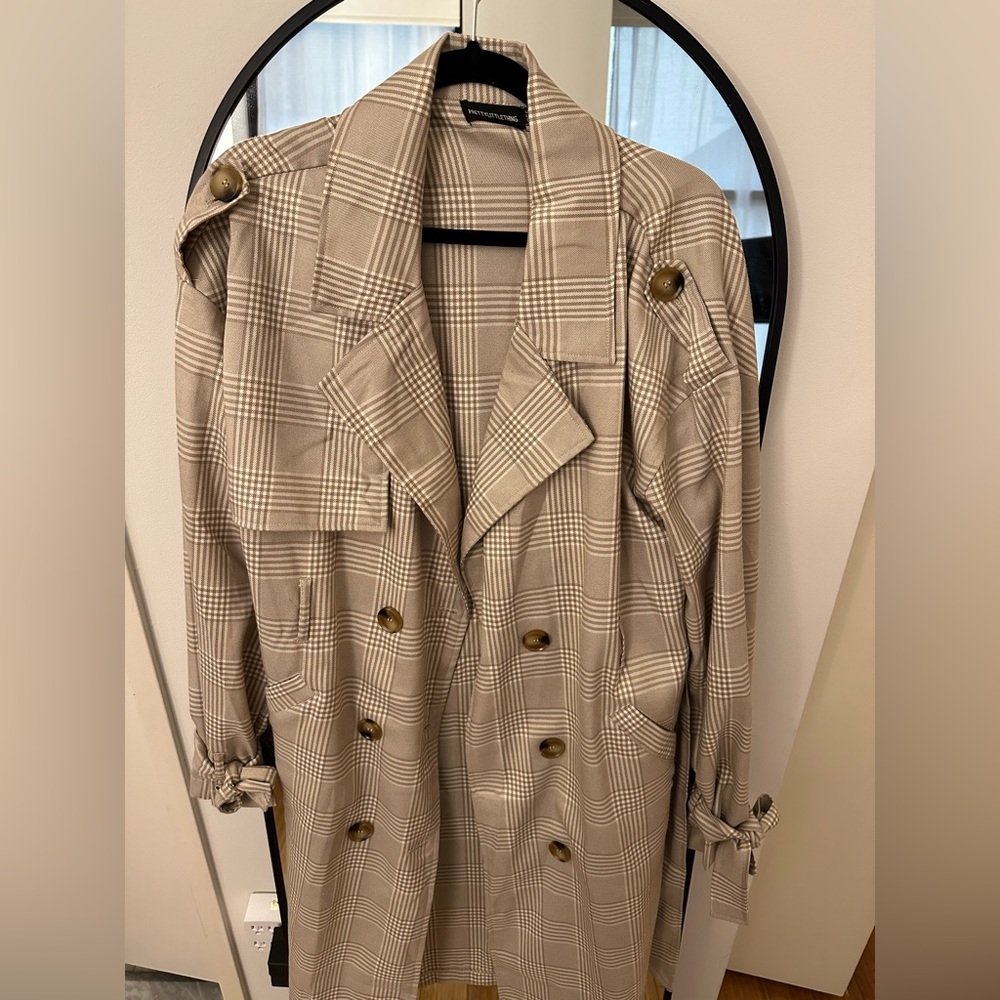 Plaid trench coat